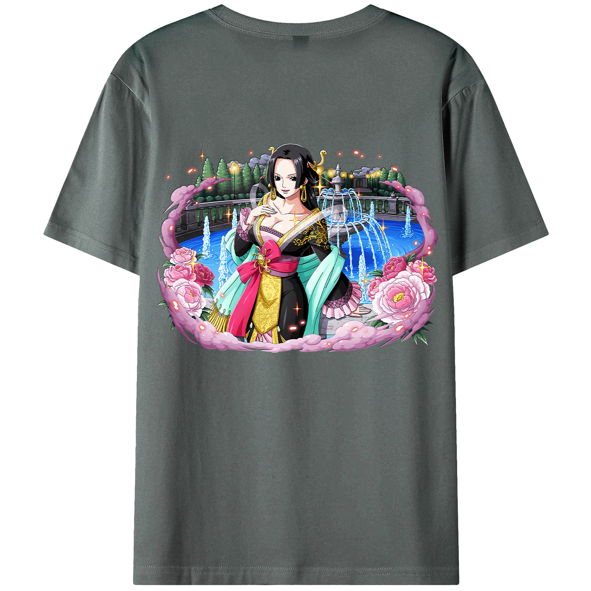 ワンピース ボア・ハンコック ONE PIECE Boa·Hancock 綿100％ メンズ半袖Tシャツ（バックプリント） 通気性